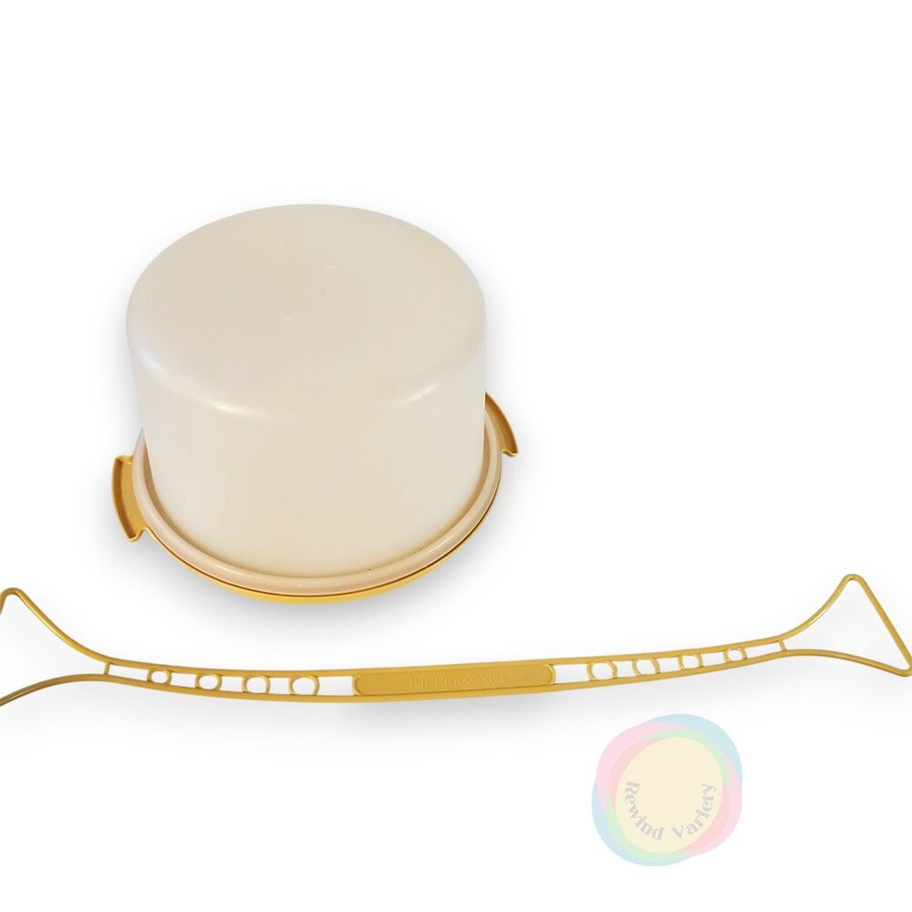 Vintage Tupperware Round Cake Carrier Harvest Yellow 12" - Picture 6 of 16